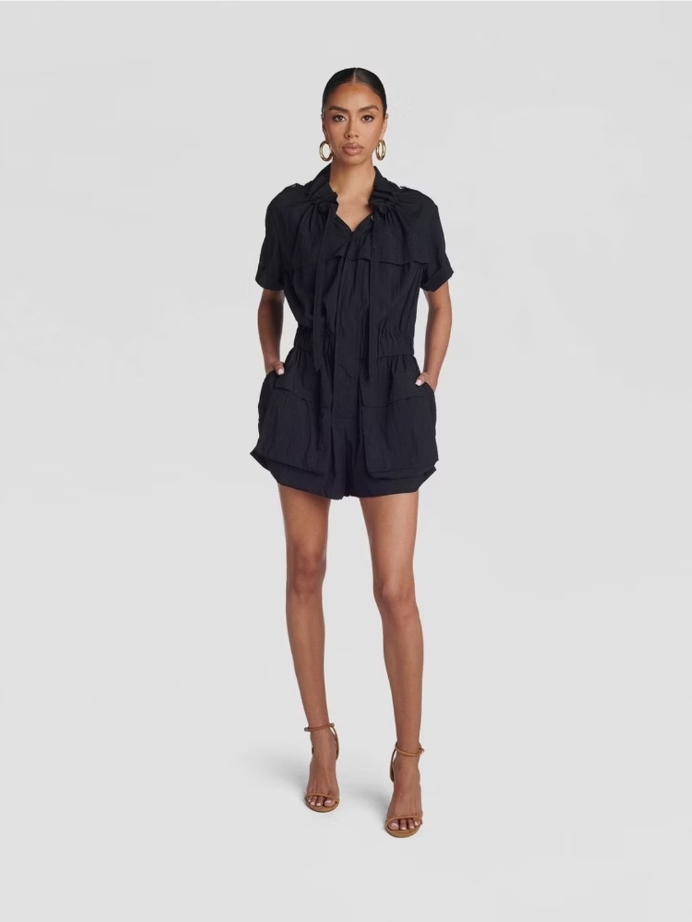 KBB by KAHLANA Short Sleeve The Utility Romper- Navy - Picture 3 of 4